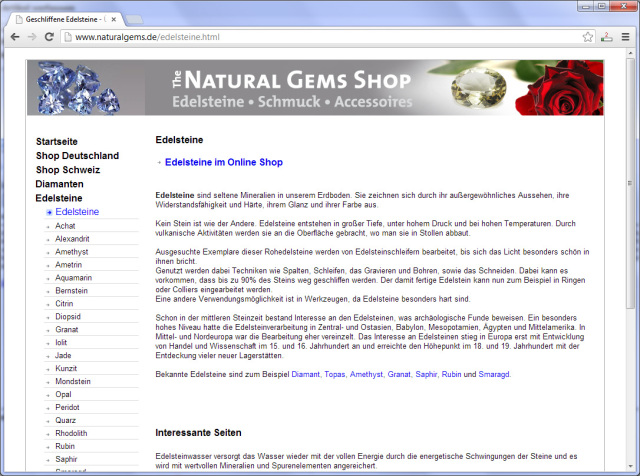 Natürliche Edelsteine und Schmuck von Naturalgems